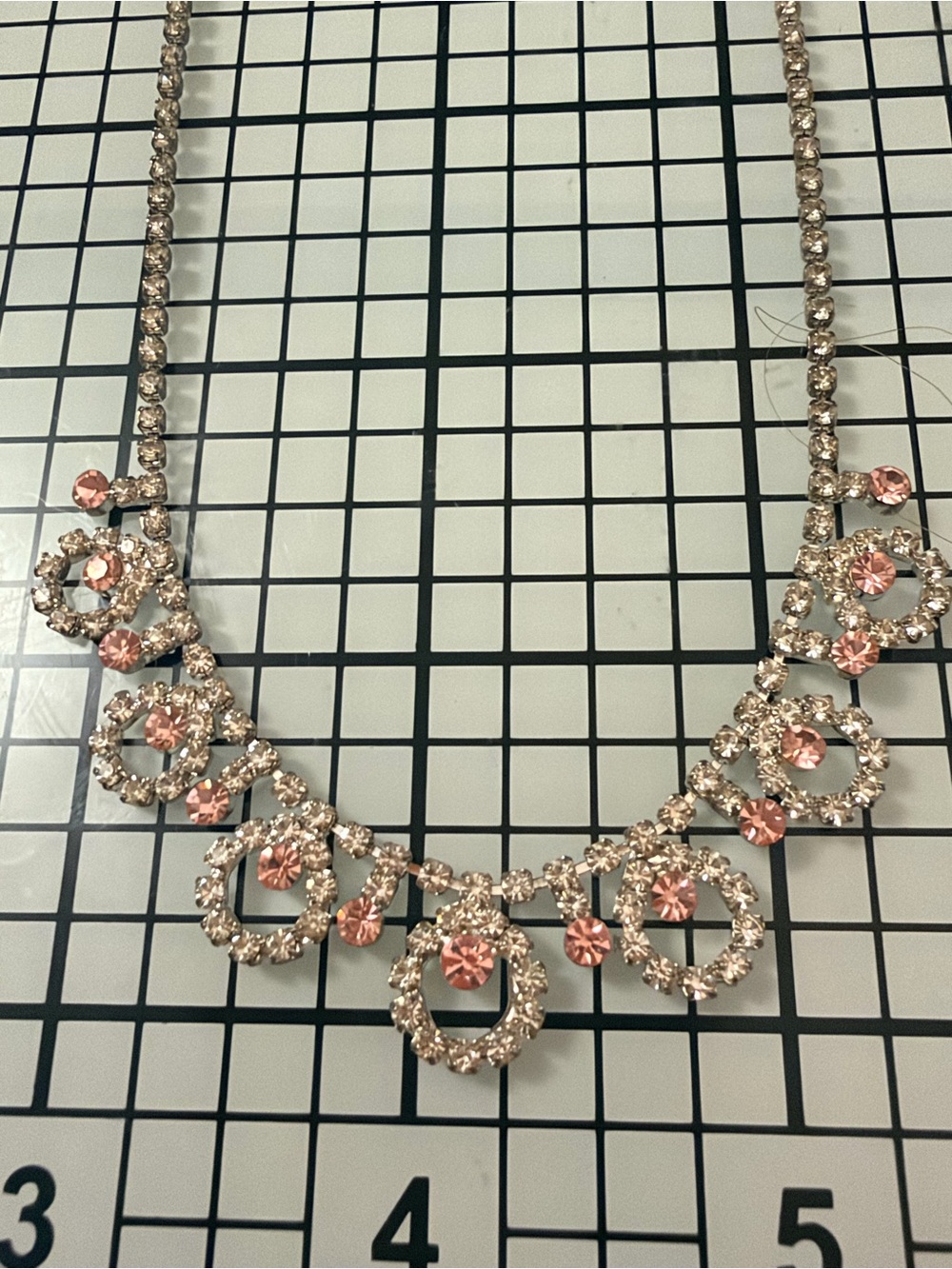 Vintage Delicate Pink Crystal Circle Necklace - Women Jewelry